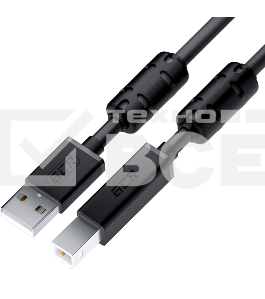 Кабель GCR PROF 3.0m USB 2.0, AM/BM, черный, ферритовые кольца, 28/24 AWG, экран, армированный, морозостойкий, GCR-52417