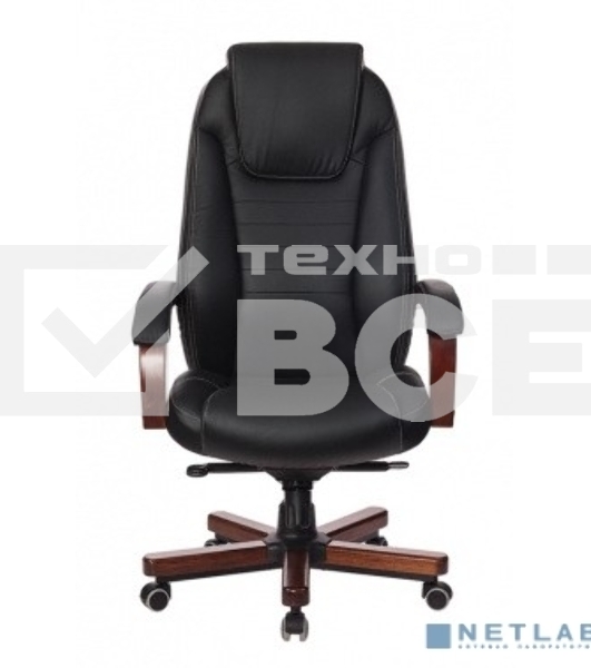 Кресло руководителя Бюрократ T-9923WALNUT/BLACK черный, кожа, крестовина дерево