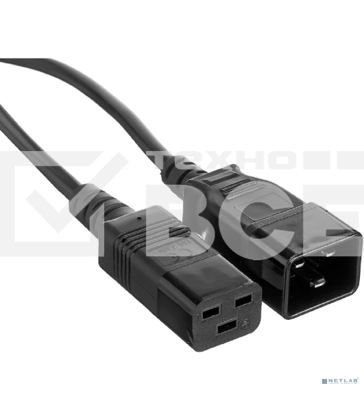 Кабель питания (UPS) ExeGate Power EC20-3P (С19->С20) VDE-250V-3*1.5-СU, 16А, черный, 3м