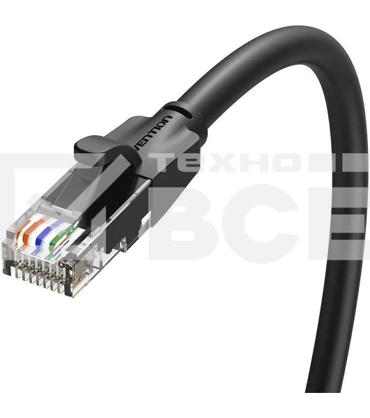 Патч-корд Vention прямой UTP cat.6, RJ45 - 10м. Черный