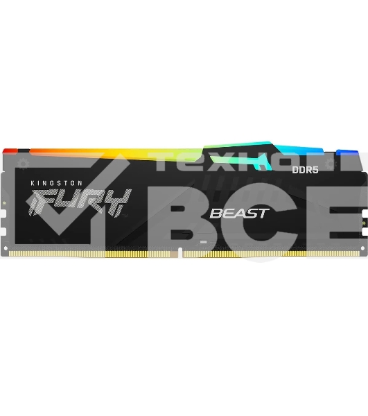 Оперативная память Kingston Fury Beast, DDR5, 16GB (1x16GB), 5600MHz, CL36, DIMM, с радиатором, RGB, черный