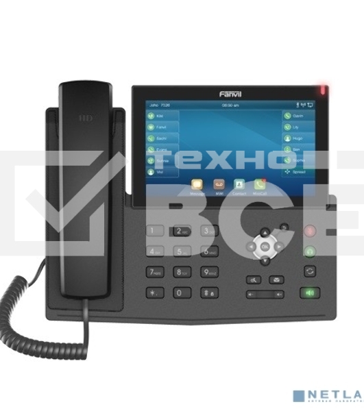 Телефон IP Fanvil X7(rev B-V2) 20 линии SIP, HD аудио,7 'сенсорный экран 800x480, имеет 2 порта Gigabit LAN, питание PoE, WIFI, Bluetooth