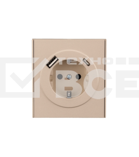 Розетка KRANZ STRONG 1-ая с/з с/у з/ш 16А с USB A+C быстрой зарядки 5В/3А шелк