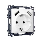 Комплект механизма электрической розетки ALFA Белый матовый 2USB A+A 18W (быстрая зарядка) с/з QUANT (AP1290, VM155) MA129010, фото7