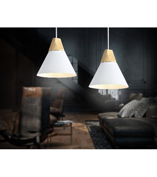 Светильник Ambrella light TR8195 WH/LW белый/светлое дерево E27 max 40W D230*935