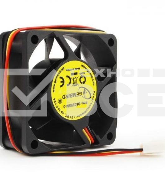 Вентилятор для корпуса Gembird D6025SM-3 черный, 60 мм, 4000 об/мин, 25 дБ, 3 pin