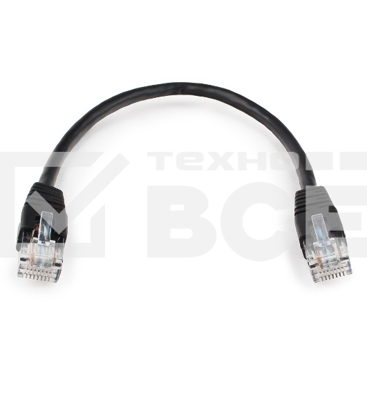 Патч-корд UTP Cablexpert PP6U-0.25M/BK кат.6, 0.25м, литой, многожильный (черный)