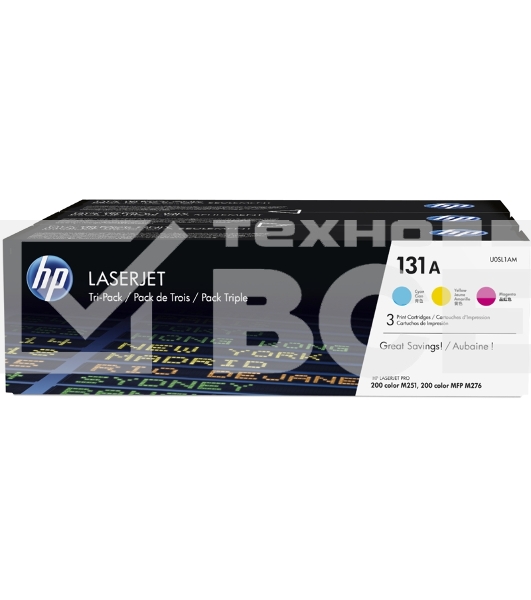 Картридж лазерный комплект HP 131A U0SL1AM голубой/пурпурный/желтый для HP LJ Pro 200/Color M251/M251n/M25 (3 х 1800стр.)