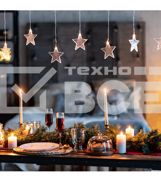Гирлянда светодиодная «Звезды» 1,5х0,6 м, прозрачный провод, теплый белый свет свечения NEON-NIGHT