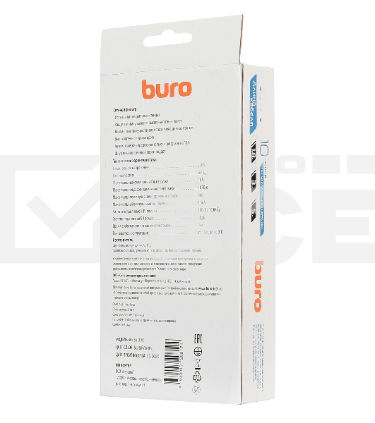 Сетевой фильтр Buro 800SH-3-W 3м (8 розеток) белый (коробка)