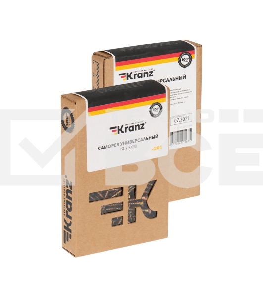 Саморез универсальный KRANZ 3.5х30, желтый цинк, упаковка поставщика ( 16 000 шт. )