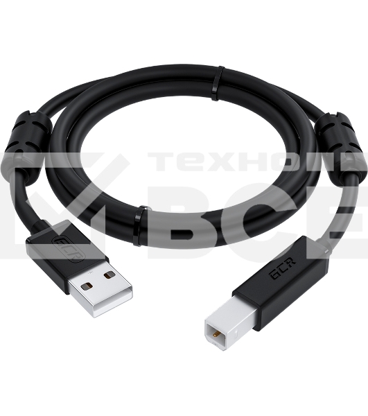 Кабель GCR PROF 3.0m USB 2.0, AM/BM, черный, ферритовые кольца, 28/24 AWG, экран, армированный, морозостойкий, GCR-52417