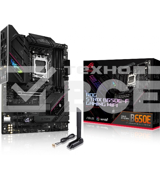 Материнская плата ASUS ROG STRIX B650E-F GAMING WIFI, AM5, AMD B650, 4xDDR5, 4xSATA, 3xM.2, 1xPCI-E 5.0 x16, 1xPCI-E 4.0 x4, 2xPCI-E x1, 1xHDMI, 1xDP, 1x 2.5Gb LAN, 4xUSB-A 2.0, 4xUSB-A 3.2 Gen 1, 2xUSB-A 3.2 Gen 2, 1xUSB-C 3.2 Gen 2, 1xUSB-C 3.2 Gen 2x2,