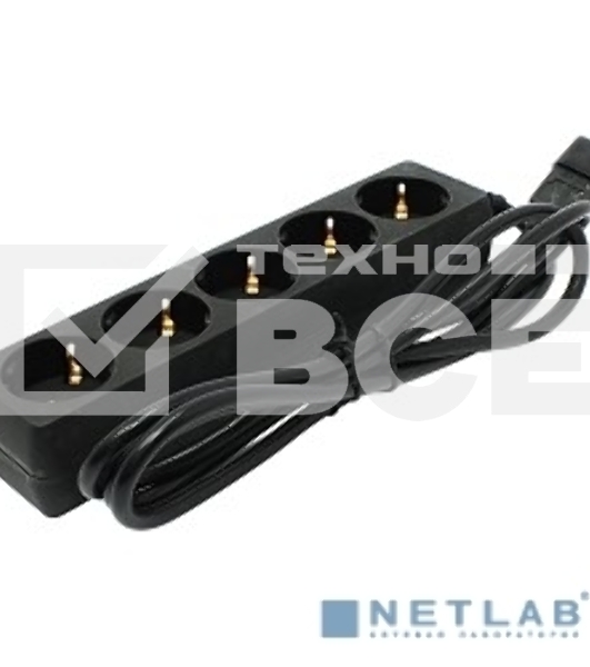 Сетевой фильтр для ИБП ExeGate EX221202RUS SPU-5-1.8B (5 розеток, 1.8м, UPS вилка IEC320-C14, черный)