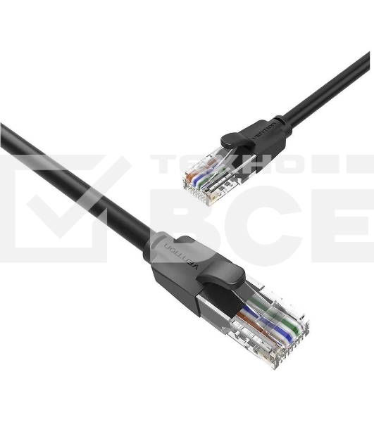 Патч-корд Vention прямой UTP cat.6, RJ45 - 10м. Черный