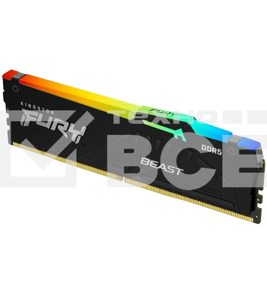 Оперативная память Kingston Fury Beast, DDR5, 16GB (1x16GB), 5600MHz, CL36, DIMM, с радиатором, RGB, черный