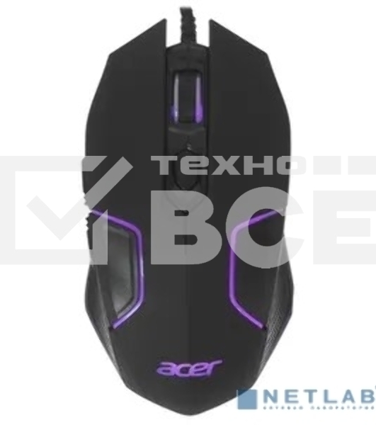 Мышь проводная Acer OMW170 черный, 3200 dpi, USB, кнопки - 6