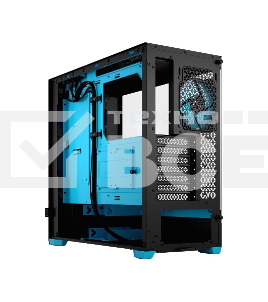 Компьютерный корпус без блока питания Fractal Design Pop Air RGb Cyan Core TG Clear Tint, Midi-Tower, 3x120мм RGb, 2xUSB-A 3.2 ATX, mATX, mITX черный/циан