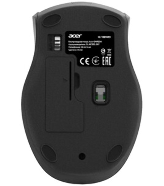 Мышь беспроводная Acer OMR030 черный, 1600 dpi, радиоканал, USB, кнопки - 4