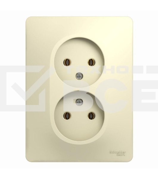 Розетка 2-м СП Glossa 16А IP20 без заземл. беж. SchE GSL000220