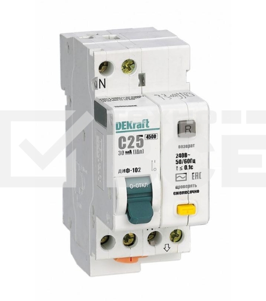 Выключатель автоматический дифференциального тока SchE 16002DEK 2п (1P+N) C 10А 30мА тип AC 4.5кА ДИФ-102 2мод.