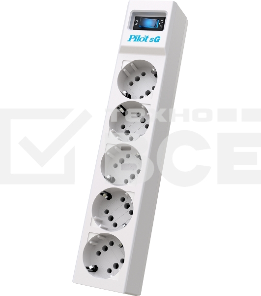 Сетевой фильтр ZIS PILOT Surge protector Pilot SG5 5 outlets (GP), 10A / 2.2kVt, automatic circuit-breaker, 10 m