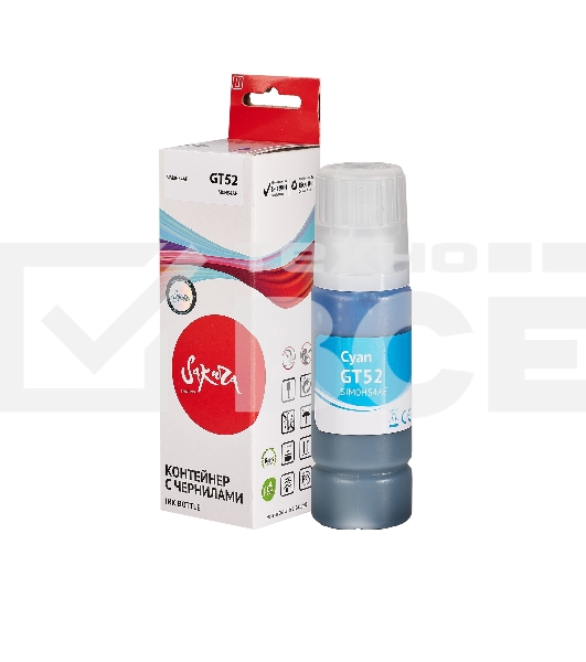 Чернила Sakura M0H54AE (№GT52 Cyan) для HP, голубой, 70 мл., 8000 к.