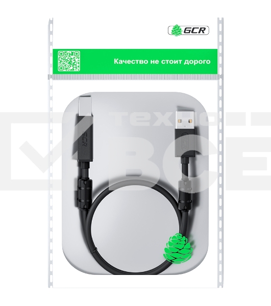 Кабель GCR PROF 3.0m USB 2.0, AM/BM, черный, ферритовые кольца, 28/24 AWG, экран, армированный, морозостойкий, GCR-52417