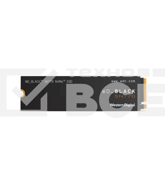 Накопитель WD SSD Black SN770 NVMe, 1.0TB, M.2(22x80mm), NVMe, PCIe 4.0 x4, 3D TLC, R/W 5150/4900MB/s, IOPs 740 000/800 000, TBW 600, DWPD 0.3 (12 мес.)