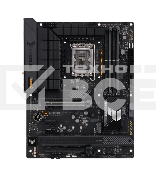Материнская плата ASUS TUF GAMING H770-PRO WIFI, LGA 1700, Intel H770, 4xDDR5, 4xSATA, 4xM.2, 1xPCIe 5.0 x16, 1xPCIe 4.0 x4, 2xUSB-A 3.2 Gen 2, 4xUSB-A 3.2 Gen 1, 1xUSB-C 3.2 Gen 2x2, 1x2.5Gb LAN, 5x3.5 мм, 7.1, Standard-ATX