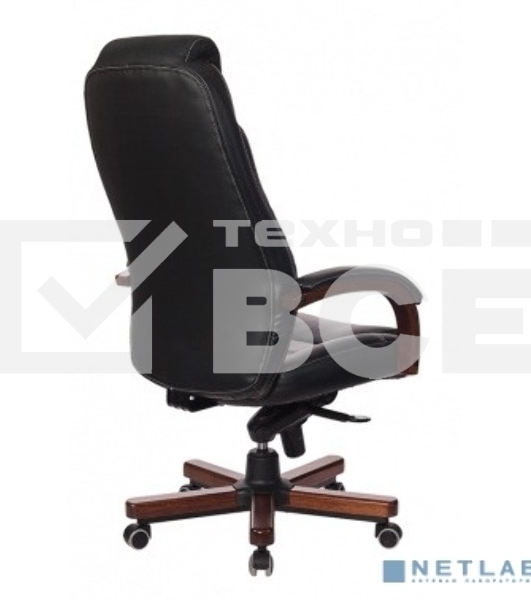 Кресло руководителя Бюрократ T-9923WALNUT/BLACK черный, кожа, крестовина дерево