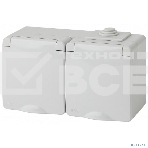 Розетка ЭРА 11-2603-03 2x2P+E гориз. IP65, 16A-250В, ОУ, серый, фото 1