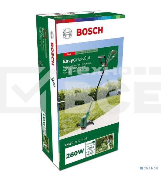 Триммер электрический Bosch EasyGrassCut 26 280Вт неразбор.штан. реж.эл.:леска