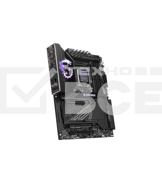 Материнская плата MSI MPG Z890 CARBON WIFI, LGA 1851, Intel Z890, 4xDDR5, 4xSATA, 5xM.2, 1xPCI-E 5.0 x16, 1xPCI-E 5.0 x8, 1xPCI-E 4.0 x4, 1xHDMI, 2xUSB-C Thunderbolt 4, 1xUSB-C 3.2 Gen 2, 10xUSB-A 3.2 Gen 2, 2x 5Gb LAN, 2x3.5 мм, 7.1, ATX