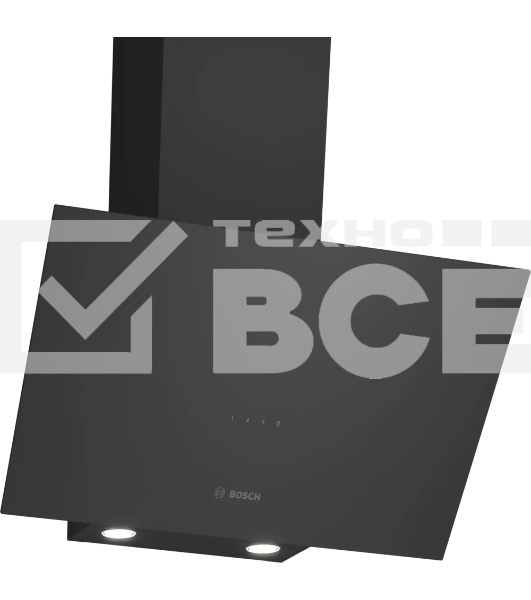 Вытяжка Bosch DWK64PJ60T Наклонная, 400 м3/ч, 60см, цвет: черный , touch control