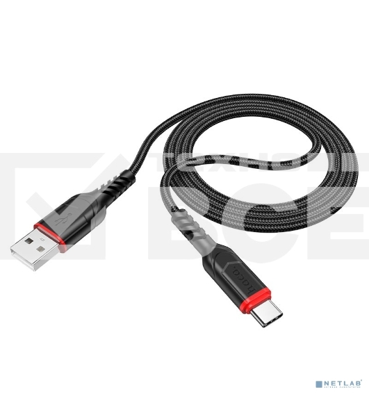 Кабель USB Type-C/HOCO HC-44920 X59/1m/2.4A/Нейлон/Black