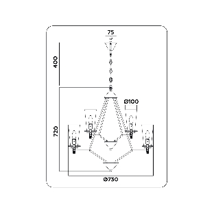 Светильник Ambrella light TR3238/6+3 BK черный E14/9 max 40W D730*720