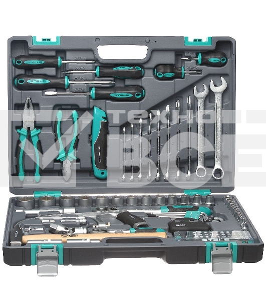 Набор инструментов STELS 141111/2'' 1/4'' CrV пластиковый кейс  98 предм.