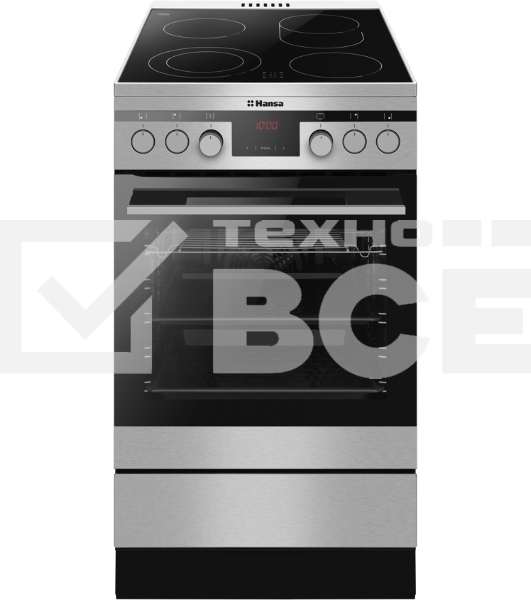Плита электрическая Hansa FCCX58225 серебристый, конфорок 4 шт, духовка 65 л, 50 см x 85 см x 60 см
