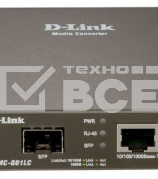 Медиаконвертор D-Link DMC-G01LC/C1A, Media Converter with 1 100/1000Base-T port and 1 100/1000Base-X SFP port.