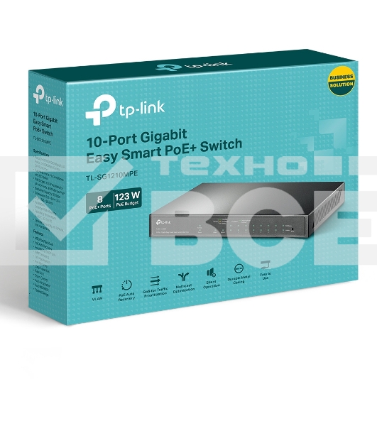 Коммутатор TP-Link TL-SG1210MPE Easy Smart 10-портовый гигабитный с 8 портами PoE+