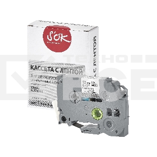 Кассета с лентой S'OK by Sakura Printing TZESE3 для Brother, черный на белом, 12мм/8м, наклейка