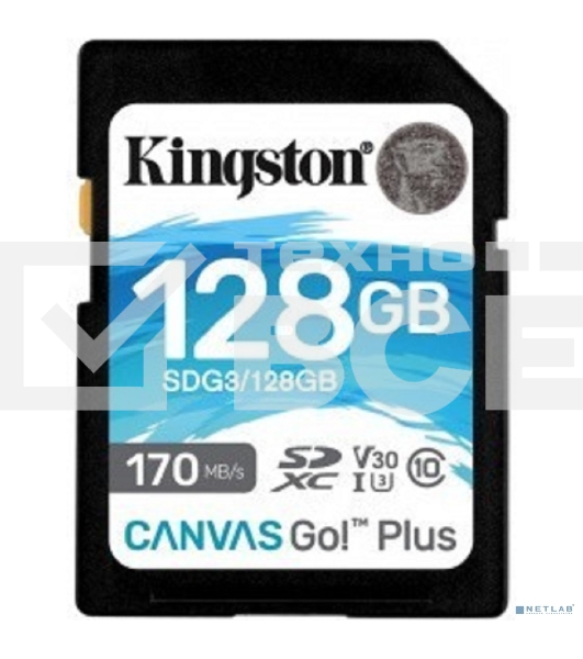 Карта памяти Kingston 128GB SDXC Canvas Go Plus 170R C10 UHS-I U3 V30 EAN: 740617301458