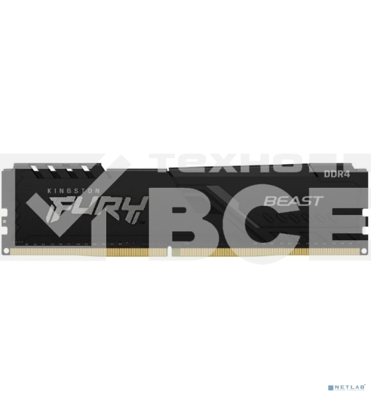 Оперативная память Kingston Fury Beast, DDR4, 8GB (1x8GB), 3600MHz, CL17, с радиатором, черны