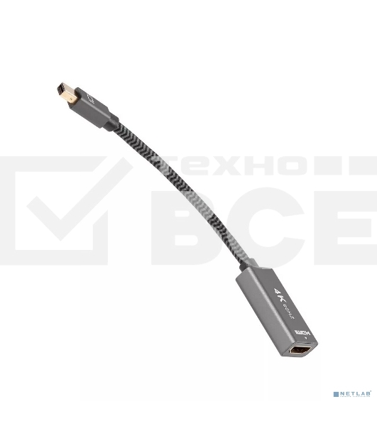 Адаптер miniDP --> HDMI-F 0.15м ,  оплетка, 4K@60Hz, Telecom (TA565)