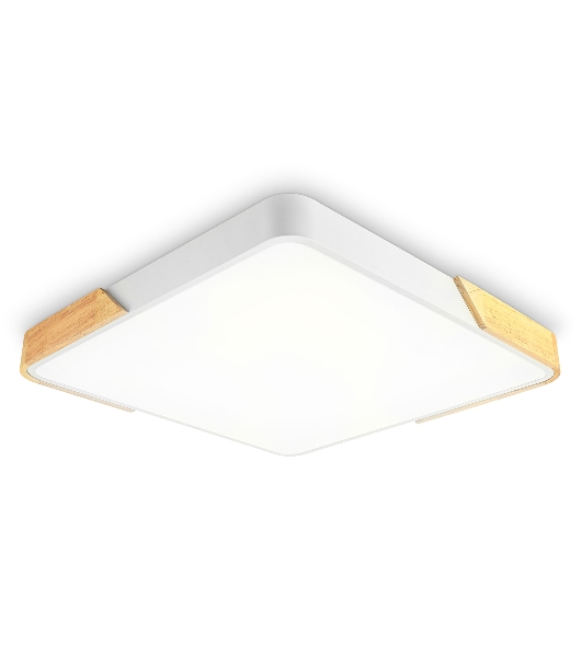 Потолочный светодиодный светильник Ambrella light FZ1313 WH/LW белый/светлое дерево 45W 5000K 500*500*50 (без ПДУ)