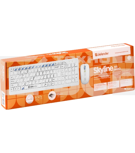 Клавиатура + мышь Defender Skyline 895 Nano W (Белый) Кл:104, 1000/1500/2000dpi