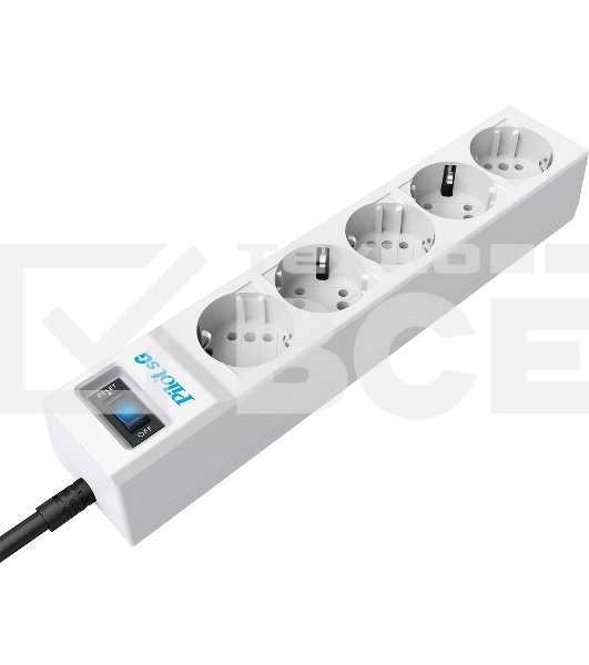 Сетевой фильтр ZIS PILOT Surge protector Pilot SG5 5 outlets (GP), 10A / 2.2kVt, automatic circuit-breaker, 10 m
