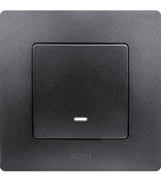 Выключатель одноклавишный с подсветкой/индикацией, автоматические клеммы, Etika, 10AX, 250В~, антрацит Выключатель одноклавишный с подсветкой/индикацией, автоматические клеммы, Etika, 10AX, 250В~, антрацит