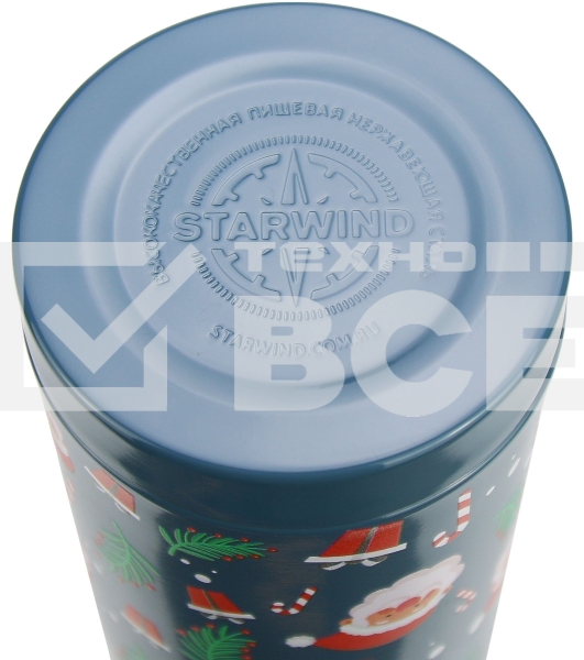 Термос Starwind New Year 12-1000 1 л. зеленый/рисунок